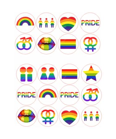 20 x Pre-Cut LGBT Gay Pride Round Edible Wafer Cupcake Toppers Cake Decoration #1