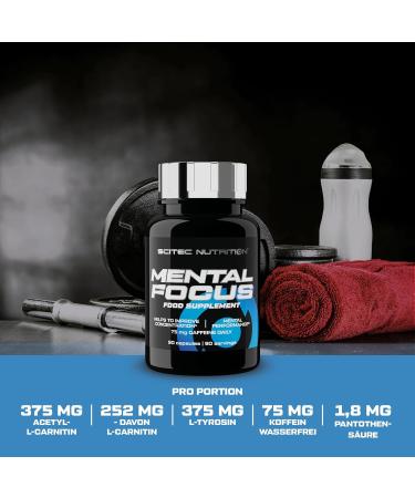 Scitec Nutrition Mental Focus Supplement - Boost Mental Alertness with Caffeine Acetyl L-Carnitine & Tyrosine | 90 Capsules for Enhanced Performance - Buy Online on GoSupps.com