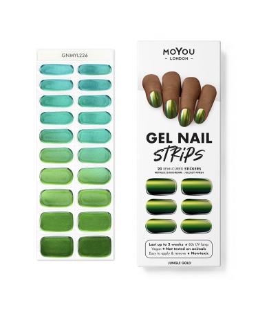 MOYOU LONDON Semi-Cured UV Gel Strips - 20 Pieces | Salon Quality Jungle Gold Nail Foils for Stunning Manicures | International Shipping Available - Buy Online on GoSupps.com