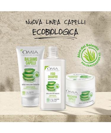  Omia Omia Eco Bio Hair Balm with Aloe Vera from Salento for Normal Hair Moisturizing and Balancing Conditioner for Frequent Washing Silicon i and SLES Free 3 Bottles of 180 ml - Buy Online on GoSupps.com