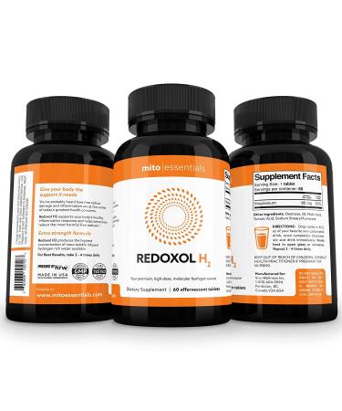 Redoxol H2 Hydrogen Water Tablets - 60 Servings | Antioxidant Boost, Energy, Inflammation & Stress Relief | Fast Dissolve, High Concentration for Hydrogen Rich Water Anywhere - Buy Online on GoSupps.com