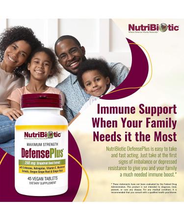 NutriBiotic DefensePlus Maximum Strength 45 Vegan Tablets - Immune Support & Antioxidants - Buy Online on GoSupps.com