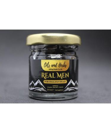 Real Men Himalayan Shilajit Resin - 100% Pure Lab Tested - Oils and Herbs UK | Destroyer of Weakness - 40g - Buy Online on GoSupps.com