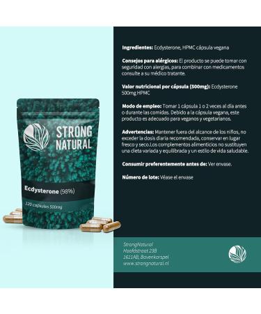 Beta-Ecdysterone - 1000mg Daily Dose 120 Capsules - 98% Purity - High Quality Cyanotis arachnoidea Extract for Muscle Growth and Recovery - Buy Online on GoSupps.com