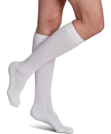 Sigvaris EVERSOFT Diabetic Sock 160 Knee-high Compression Socks - White, Medium, 8-15 mmHg - Buy Online on GoSupps.com