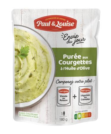 Paul & Louise Envie Du Jour Zucchini Purée with Olive Oil 180 g - Microwavable Bag - Ready in 2 min - Combine with our meat o