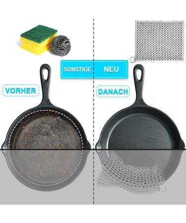 Buy Candure Cast Iron Cleaner - Stainless Steel Chain Scrubber for All Frying Pans & Grills - 17.8 x 17.8 cm - International Shipping Available - Buy Online on GoSupps.com