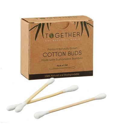 Bamboo cotton buds 200 pieces plastic-free ear buds biodegradable (1 x 200 cotton buds without decoration)