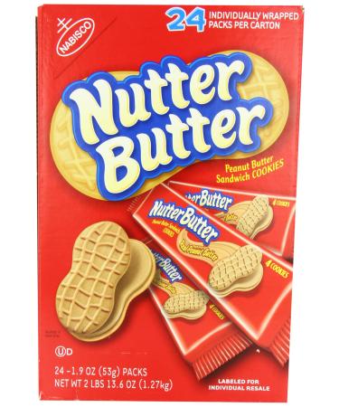 Nabisco Nutter Butter Sandwich Cookies, Peanut, 24 Count PEANUT BUTTER 24 Count (Pack of 1)