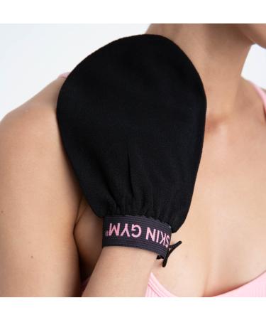 Skin Gym Exfoliating Body Mitt Scrubber - Deep Exfoliating Gloves for Bath Shower - Dead Skin Remover - Unclogs Pore for Smooth Glowing Skin Black