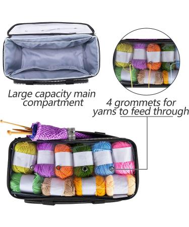 YARWO Knitting Yarn Bag - Gray Dots - Crochet Tote with Pocket for WIP Projects - Fits 14 Knitting Needles and Yarn Skeins - Bag Only - Buy Online on GoSupps.com