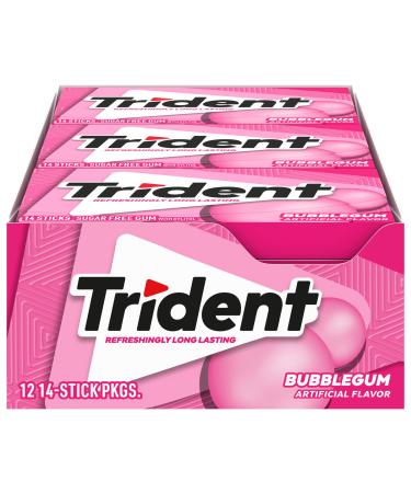 Trident Bubblegum Sugar Free Gum, 12 Packs of 14 Pieces (168 Total Pieces) Bubble Gum