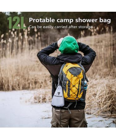 Teamaze 12L Portable Camping Shower with Auto Pressure Pump - Solar Shower for Beach, Camping & Hiking - Buy Online on GoSupps.com