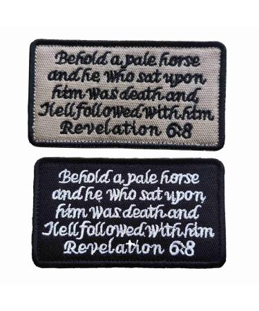 Revelation 6:8 Tactical Morale Badge, Behold A Pale Horse and He Who Sat Upon Him was Death Embroidery Hook & Loop Emblem Patch Bible 06