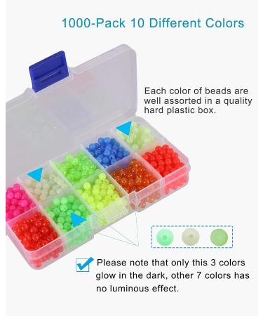 Facikono Fishing Beads Assorted Set - 1000pcs 5mm Round Glow Beads - Fishing Lure Tackle 10 Colors - Buy Online on GoSupps.com
