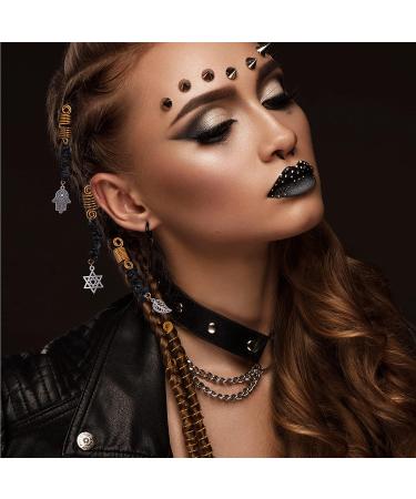 FRESHME Hair Clips for Braids Set - 6pcs Black Crystal Hair Jewelry Beads for Women and Girls - Medieval Viking Costume Decorations - Buy Online on GoSupps.com