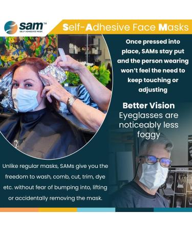 Buy SAM Self Adhesive Masks - 50 Individually Wrapped 3-Ply Face Coverings with Wet Wipe for Global Shipping - Buy Online on GoSupps.com