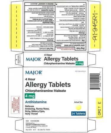 Major Pharmaceuticals Chlorpheniramine 4mg Tablets - 100 Count - Buy Online on GoSupps.com