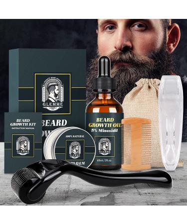 5% Minoxidil Beard Growth Kit with Derma Roller and Growth Oil for Men - 0.25mm Microneedle Roller for Patchy Beard Growth - Buy Online on GoSupps.com