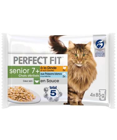 PERFECT FIT Senior Cat Meal 7+ Sterilized - 52 Freshness Sachets (Pack of 13 Packs of 4x85g) - Cat Food in Turkey / White Fis
