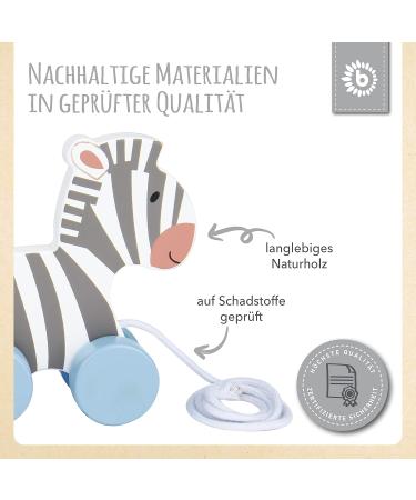 Shop Bieco Wooden Toys Baby Zebra - Pull-Along Wooden Toy for 1-Year-Olds | Safe & Fun Pull Toy for Babies - Buy Online on GoSupps.com