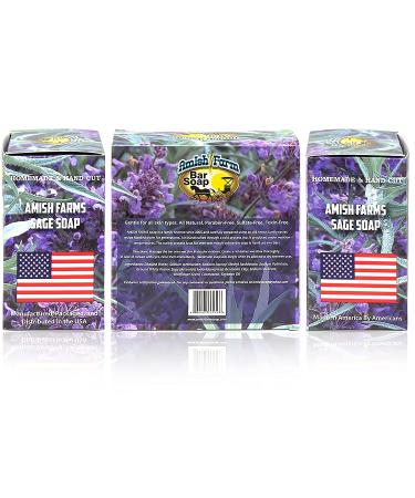 Amish Farms Natural Soap Bar (4 Bars) with Exfoliating Sage Lavender Scent | Handmade in USA | Vegan Face & Body Scrub for Sensitive Skin - 4oz (Pack of 4) - Buy Online on GoSupps.com