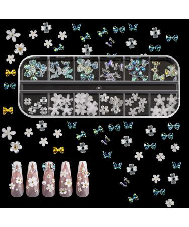 SAVITA 60pcs 12 Sizes 3D Acrylic Butterfly Flowers for Nails 3D Nail Charms Flat Nails Accessories for DIY Nail Art Designs Jewelry Making (Colorful Flash) - Buy Online on GoSupps.com