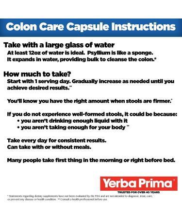Yerba Prima Prebiotic Colon Care Capsules - 400 Caps - Fiber & FOS Dietary Supplement - Buy Online on GoSupps.com