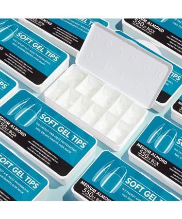 Noverlife 550PCS Short Almond Soft Gel Nail Tips Clear - Full Cover Half Matte Almond Shape Fake Nails with Case for DIY Nail Salon Manicure - Soak Off Extensions - Buy Online on GoSupps.com