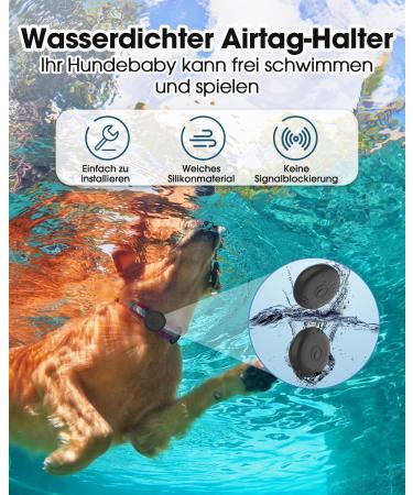 Simplethings Waterproof Airtag Dog Collar - Anti-Loss Silicone Holder for Dogs & Cats | Compatible with Apple Airtag GPS Tracker - Black & Midnight Blue M-22mm - Buy Online on GoSupps.com
