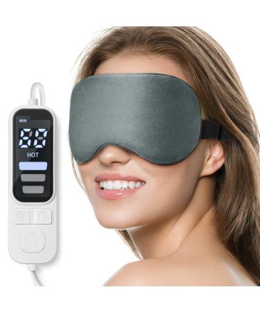 Heated Eye Mask  Warm Eye Compress Mask for Dry Eyes  USB Electric Eye Heating Pad with Temperature & Timer Control  Dry Eye Mask for Dry Eyes Blepharitis Sinus Migraine Stye MGD Puffiness Gray