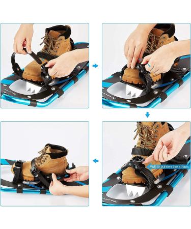 HRKING Lightweight Terrain Showshoes Set with Trekking Poles and Carrying Tote Bag - 25 Inches (120-180lbs) - For Women, Men, and Kids - Gold/Pink Red/Blue Blue - Buy Online on GoSupps.com