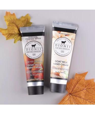Dionis Goat Milk Skincare Vanilla Pumpkin Hand Cream Set - Paraben Free Mini Lotions for Dry Hands - Travel Size 1oz Gift Box with Caramel Pumpkin Spice & Nutty Vanilla Scent - Buy Online on GoSupps.com