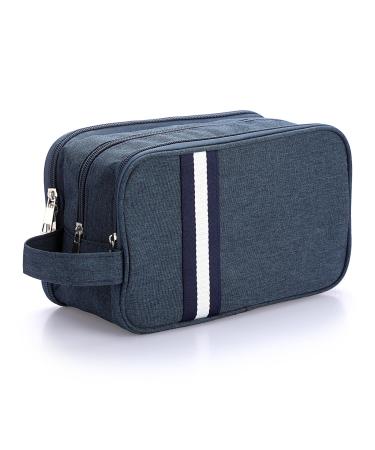 IGNPION Travel Toiletry Wash Bag Dry & Wet Separation Men Dopp Kit Bag Gym Shaving Organiser Bag with 3 Compartments (Dark Blue)