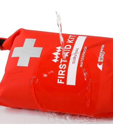 Breakwater Supply Waterproof First Aid Kit Dry Bag - Emergency Survival Supplies for Boating, Camping, Kayaking - Lightweight, Floating, Reflective - Red Color - Buy Online on GoSupps.com