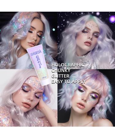  Prreal Glitter gel for the body face and face. Holographic glitter for festival makeup 100 ml (white + pink) - Buy Online on GoSupps.com