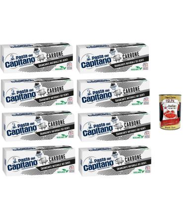 Italian Gourmet E.R. Pasta del Capitano Toothpaste Charcoal Toothpaste Charbon toothpaste natural whitening toothpaste black toothpaste 8 x 100 ml + Italian Gourmet pulp 400 g
