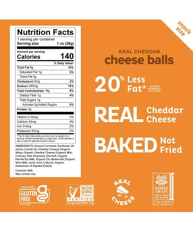 Pipcorn Heirloom Cheddar Cheese Balls 1oz 24 Pack - Gluten Free & Non-GMO Snack with Organic Cheese - Preservative Free Halloween Treats - Buy Online on GoSupps.com