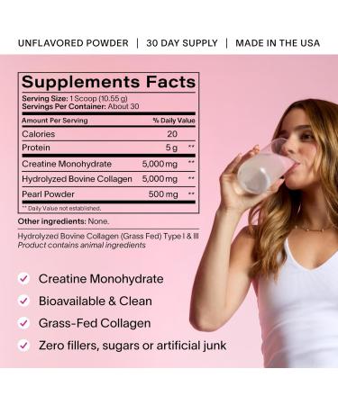 Ladywell Creatine Pearl Complex | 3-in-1 Formula for Women | Creatine Monohydrate, Collagen & Pearl Powder | Supports Energy, Skin Health, Mental Clarity, Metabolism & Lean Muscle | 30 Servings - Buy Online on GoSupps.com