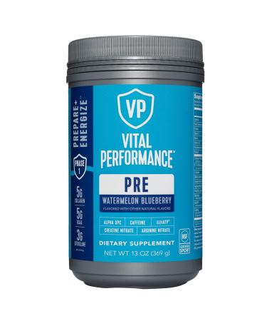 Vital Performance Pre-Workout Powder, NSF for Sport Certified, 5g Vital Proteins Collagen, Low Sugar, 140mg Caffeine, 1.5g Creatine Nitrate, 1.5g Arginine Nitrate, Watermelon Blueberry