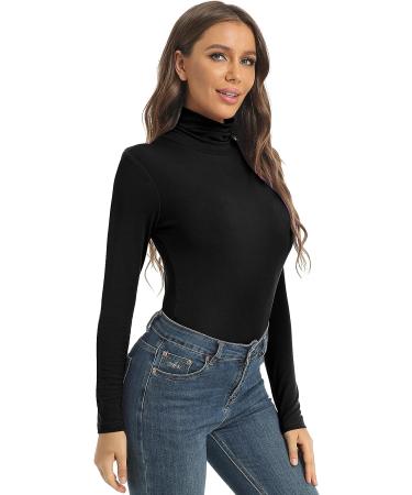 Women's Long Sleeve Turtleneck Base Layer Shirt - Slim Fit | XX-Large Black - Buy Online on GoSupps.com