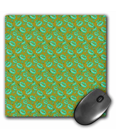 3dRose Two Kisses Collided Lip Affectionate Aqua Colored Lips Pattern - Mouse Pads (mp_357229_1)