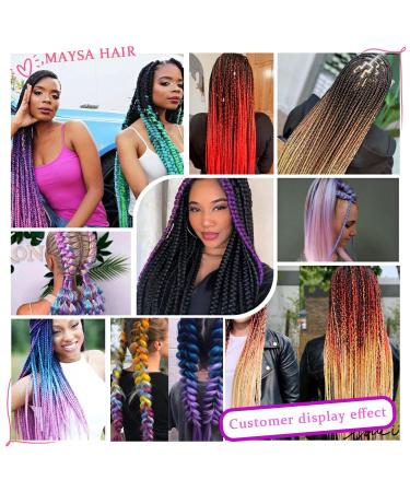 MAYSA Ombre Pink Jumbo Braiding Hair 24 Inch Soft Braid Extensions - 6 Packs High Temp Synthetic Fiber in Purple-Hot Pink-Pink - Buy Online on GoSupps.com