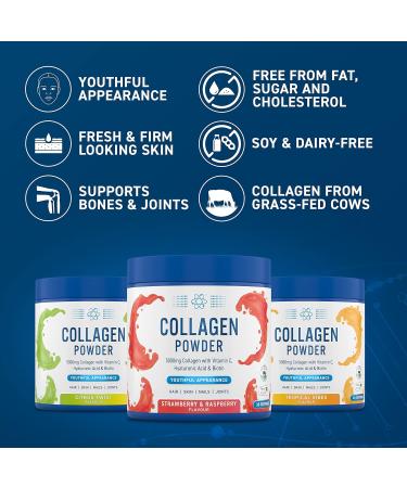 Applied Nutrition Collagen Powder - Tropical Vibes Flavour | 5000mg Hydrolysed Bovine Peptides with Vitamin C, Hyaluronic Acid & Biotin | 165g - Buy Online on GoSupps.com