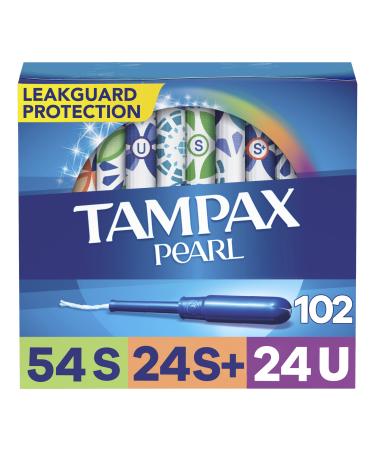 Tampax Pearl Tampons Trio Pack Super/Super Plus/Ultra Absorbency with BPA-Free Plastic Applicator and LeakGuard Braid Unscented 34 Count x 3 Packs (102 count total) - Buy Online on GoSupps.com