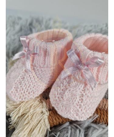 Royal Icon Newborn Baby Booties with Bow | Soft Knitted Bootees for Boys & Girls | 0-3 Months | Ideal for Indoor & Outdoor Use | RI354 - Pink - Buy Online on GoSupps.com