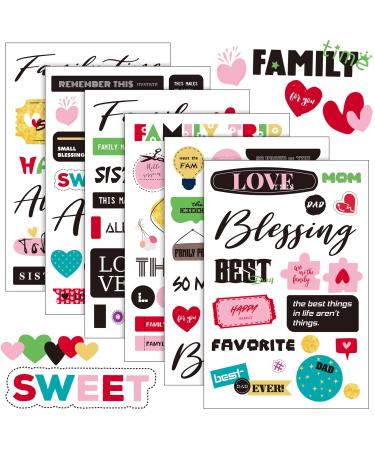 30 Sheet Family Friend Theme Scrapbooking Sticker Decals 500 Pieces Waterproof Vinyl Happy Family Friend Memories Sticker Decor for Family Album Scrapbooking Embellishment Art Project (Family Theme)