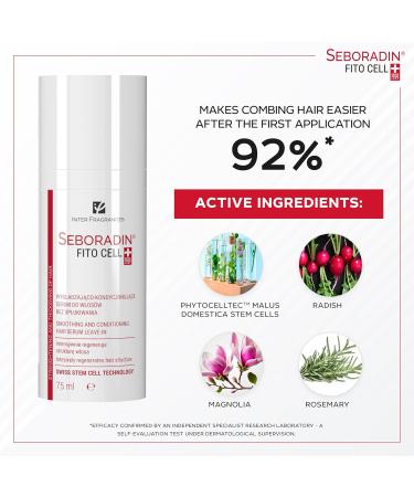 Seboradin Hair Serum Leave In Emollient For Easy Combing Conditioning Strengthing Smoothing Moisturising Nourishing Plant Stem Cells Oil Complex Of Radish Magnolia Rosemary Extracts 75 ml Fito Cell - Buy Online on GoSupps.com