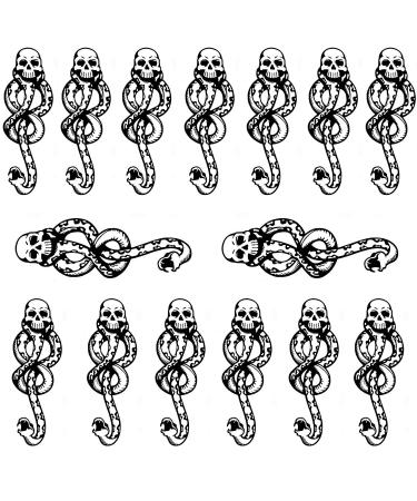 Small Temporary Tattoos Sticker, Death Eaters Dark Mark Mamba Skull Fake Tattoo for Halloween Costume Accessories and Parties Boys Girls Body Makeup,15-Sheet