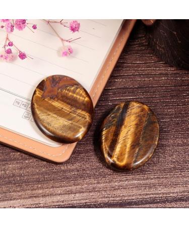 Nupuyai Tiger's Eye Oval Thumb Worry Stone Set - Healing Anxiety & Stress Relief Crystal for Reiki Therapy - 2pcs, 45x35mm Brown - Buy Online on GoSupps.com